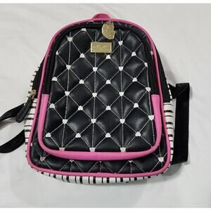 betsey johnson mini backpack purse Black Pink White Used